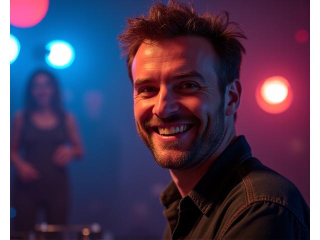 Portrait of Luna Rodriguez, a male house DJ smiling warmly.