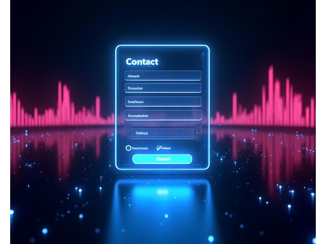 Abstract glowing digital interface for a contact form, symbolizing seamless connection with EchoVibe Productions.