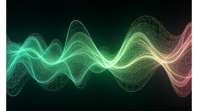 Abstract AI-generated visual patterns, fluid and organic, with neon colors pulsating in a dark setting, hinting at real-time audio reactivity.