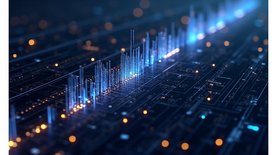 Stylized abstract flow of data packets or encrypted information moving securely.