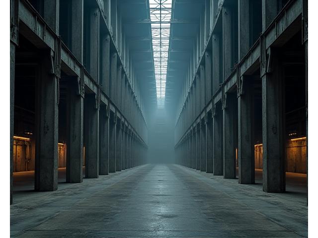Massive South Side industrial complex interior, ready for a large-scale event