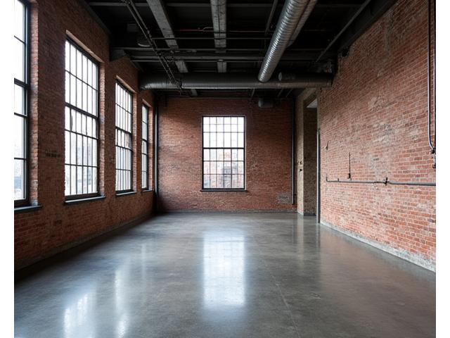 Expansive West Loop Warehouse interior with distressed brick and high ceilings